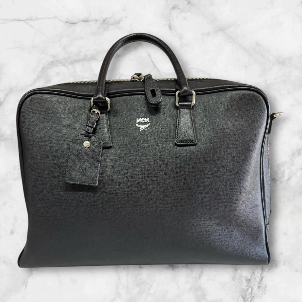 MCM Black Leather Men's/Women’s Laptop/Briefcase Bag